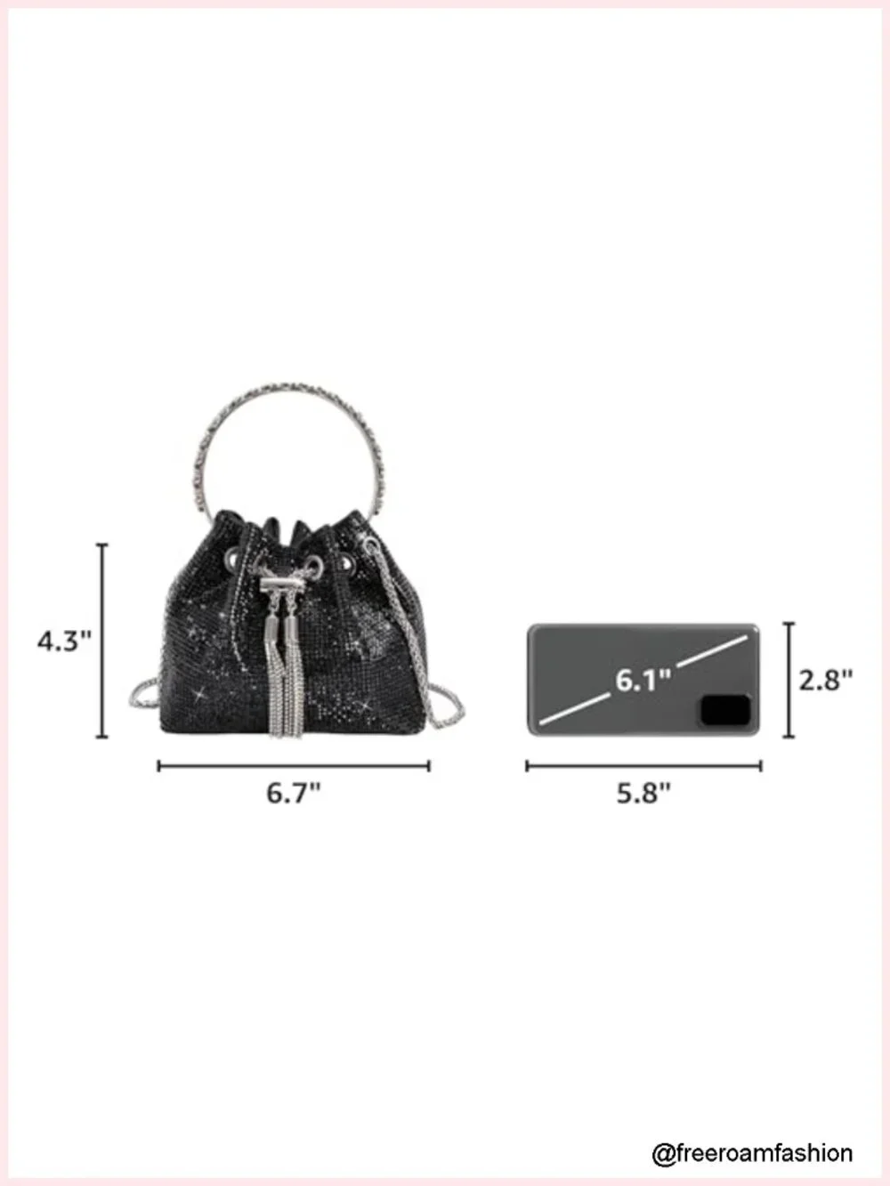 10,000 Crystal Rhinestone Clutch Purse Sparkly Evening Handbag Tassel